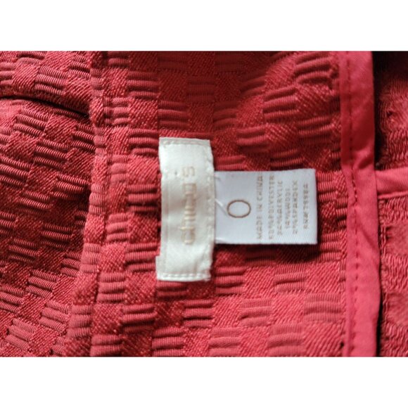 Chicos Womens Red orange  Textured Open Front Cardigan Jacket With Pockets Size - Picture 3 of 5